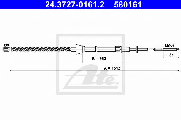 Ate 24.3727-0161.2 Cable Pull, parking brake 24372701612