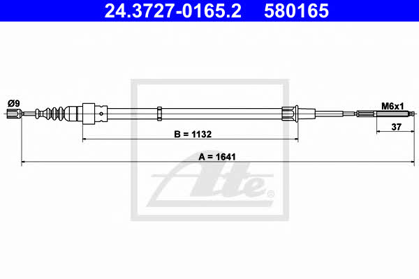 Ate 24.3727-0165.2 Cable Pull, parking brake 24372701652