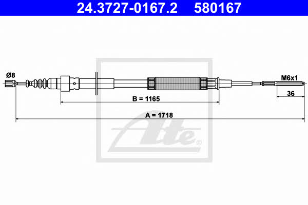 Ate 24.3727-0167.2 Cable Pull, parking brake 24372701672