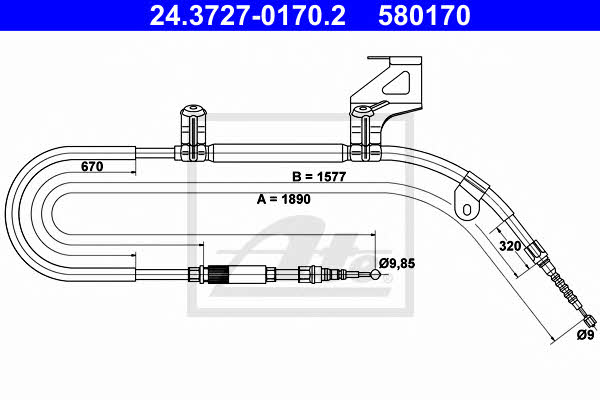 Ate 24.3727-0170.2 Parking brake cable, right 24372701702