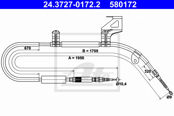 Ate 24.3727-0172.2 Cable Pull, parking brake 24372701722