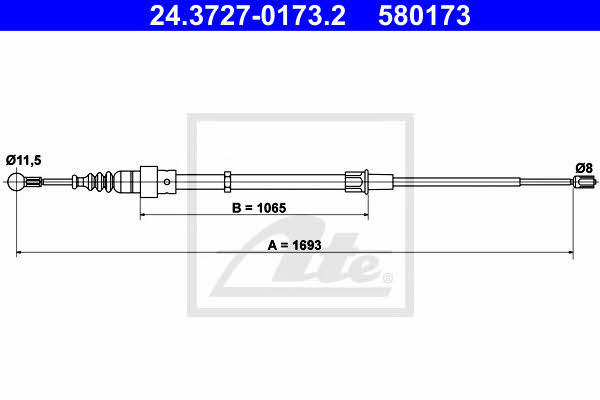 Ate 24.3727-0173.2 Cable Pull, parking brake 24372701732