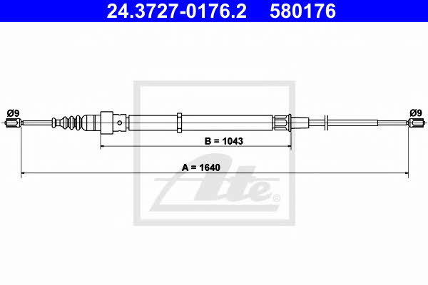 Ate 24.3727-0176.2 Cable Pull, parking brake 24372701762