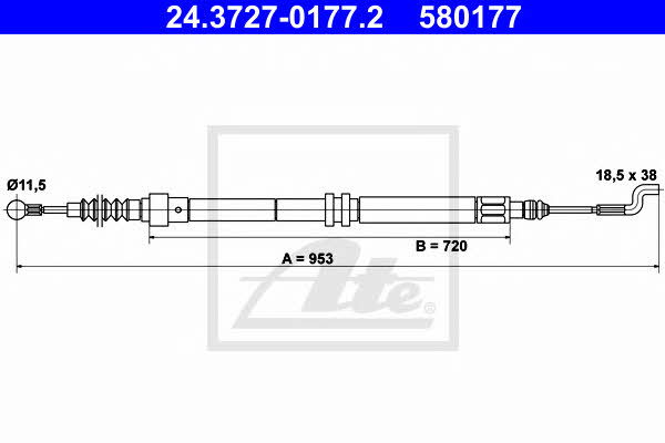 Ate 24.3727-0177.2 Cable Pull, parking brake 24372701772