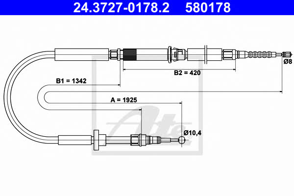 Ate 24.3727-0178.2 Cable Pull, parking brake 24372701782
