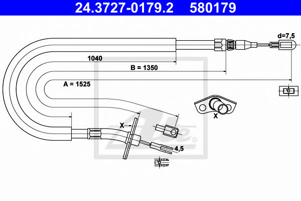 Ate 24.3727-0179.2 Parking brake cable left 24372701792
