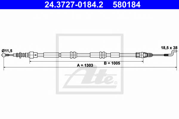 Ate 24.3727-0184.2 Cable Pull, parking brake 24372701842