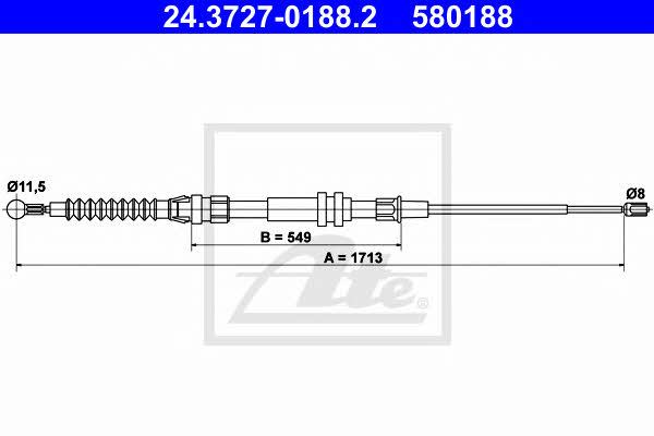 Ate 24.3727-0188.2 Cable Pull, parking brake 24372701882