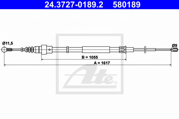 Ate 24.3727-0189.2 Cable Pull, parking brake 24372701892