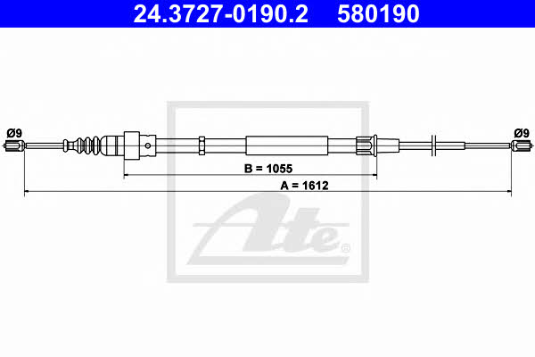 Ate 24.3727-0190.2 Cable Pull, parking brake 24372701902