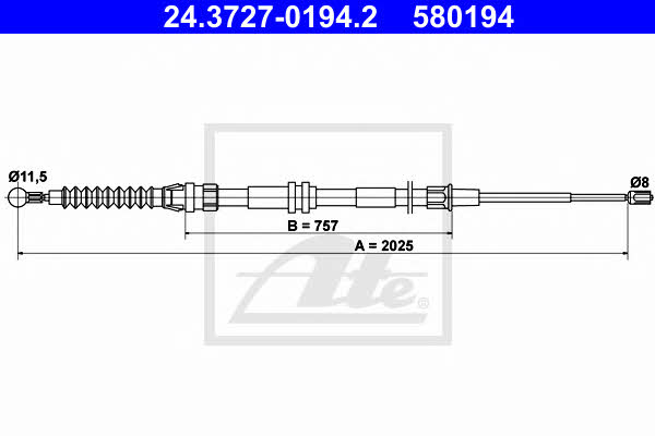 24372701942 Ate Handbrake cable