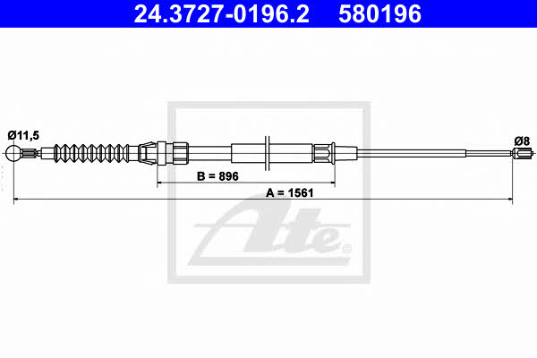 Ate 24.3727-0196.2 Cable Pull, parking brake 24372701962