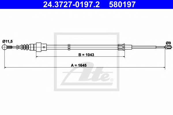 Ate 24.3727-0197.2 Cable Pull, parking brake 24372701972