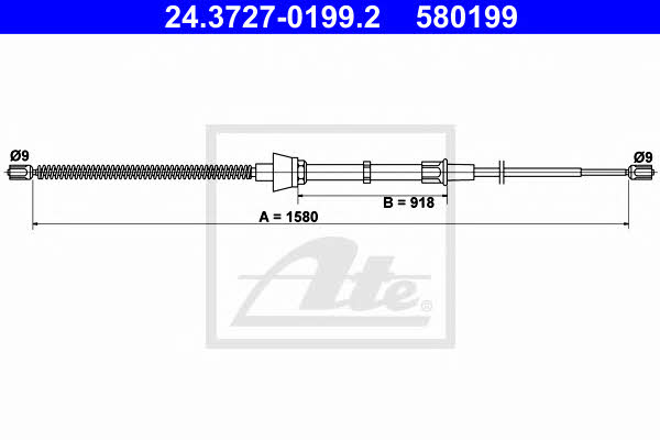 Ate 24.3727-0199.2 Cable Pull, parking brake 24372701992