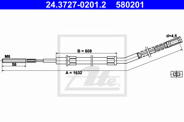 Ate 24.3727-0201.2 Cable Pull, parking brake 24372702012