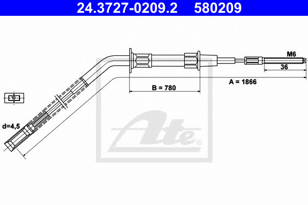 Ate 24.3727-0209.2 Cable Pull, parking brake 24372702092