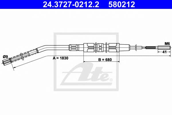 Ate 24.3727-0212.2 Cable Pull, parking brake 24372702122
