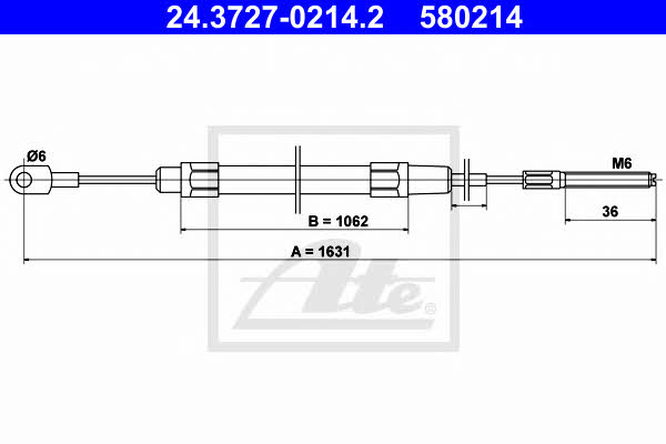 Ate 24.3727-0214.2 Cable Pull, parking brake 24372702142