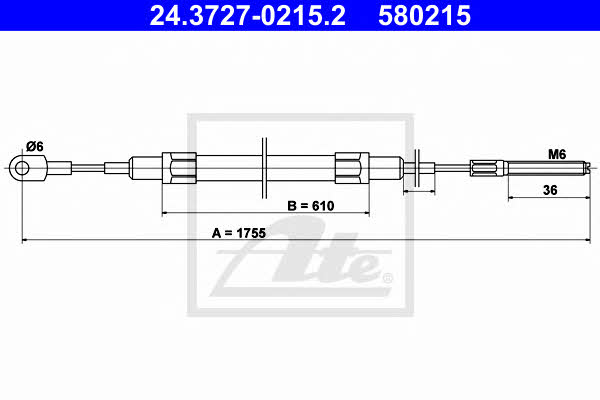 Ate 24.3727-0215.2 Cable Pull, parking brake 24372702152