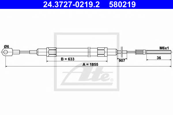 Ate 24.3727-0219.2 Cable Pull, parking brake 24372702192