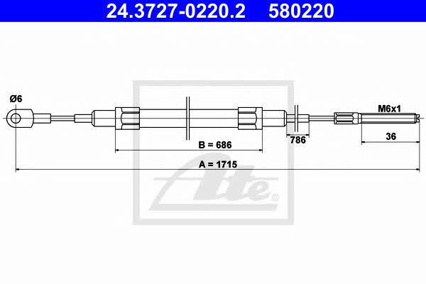Ate 24.3727-0220.2 Cable Pull, parking brake 24372702202