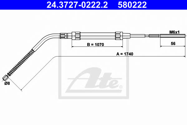 Ate 24.3727-0222.2 Cable Pull, parking brake 24372702222