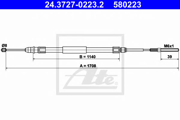 Ate 24.3727-0223.2 Parking brake cable, right 24372702232