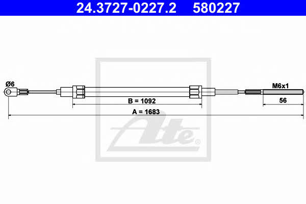 Ate 24.3727-0227.2 Cable Pull, parking brake 24372702272