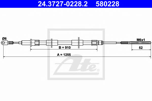Ate 24.3727-0228.2 Cable Pull, parking brake 24372702282