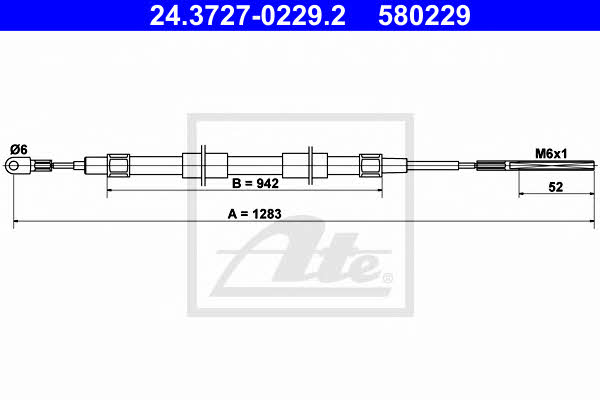 Ate 24.3727-0229.2 Cable Pull, parking brake 24372702292