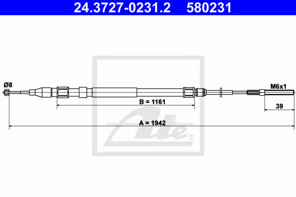 Ate 24.3727-0231.2 Cable Pull, parking brake 24372702312