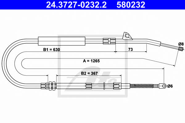 Ate 24.3727-0232.2 Parking brake cable left 24372702322
