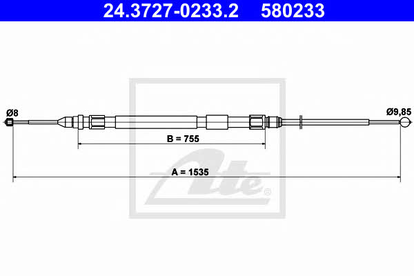 Ate 24.3727-0233.2 Cable Pull, parking brake 24372702332