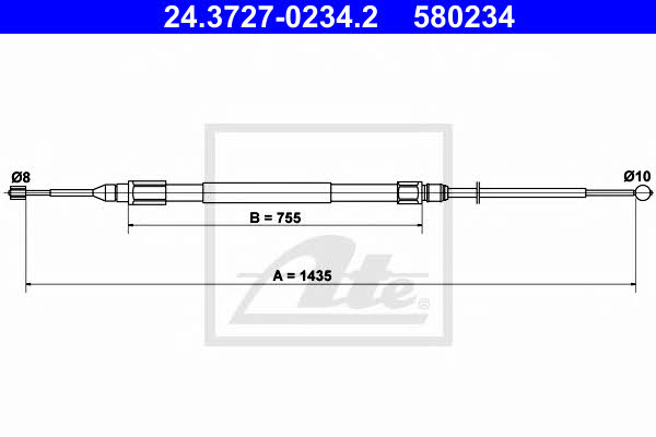 Ate 24.3727-0234.2 Cable Pull, parking brake 24372702342