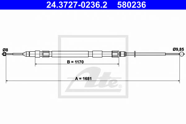Ate 24.3727-0236.2 Parking brake cable left 24372702362