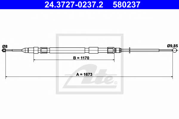 Ate 24.3727-0237.2 Parking brake cable, right 24372702372