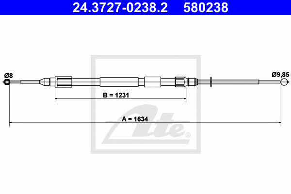 Ate 24.3727-0238.2 Cable Pull, parking brake 24372702382