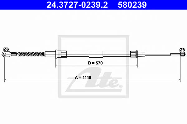 Ate 24.3727-0239.2 Parking brake cable, right 24372702392