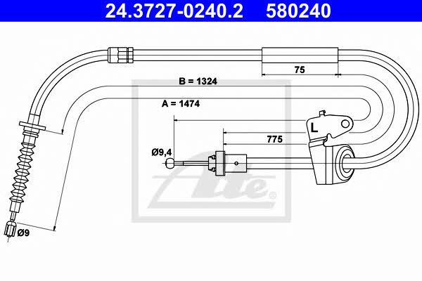 Ate 24.3727-0240.2 Cable Pull, parking brake 24372702402