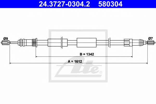 Ate 24.3727-0304.2 Parking brake cable left 24372703042