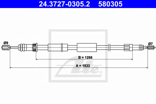 Ate 24.3727-0305.2 Parking brake cable, right 24372703052