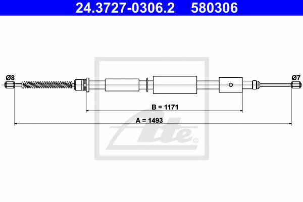 Ate 24.3727-0306.2 Parking brake cable, right 24372703062