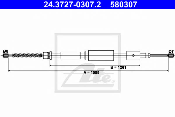 Ate 24.3727-0307.2 Parking brake cable left 24372703072