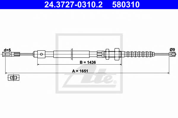 Ate 24.3727-0310.2 Cable Pull, parking brake 24372703102