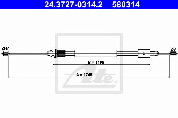 Ate 24.3727-0314.2 Parking brake cable left 24372703142