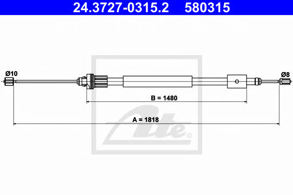 Ate 24.3727-0315.2 Parking brake cable, right 24372703152