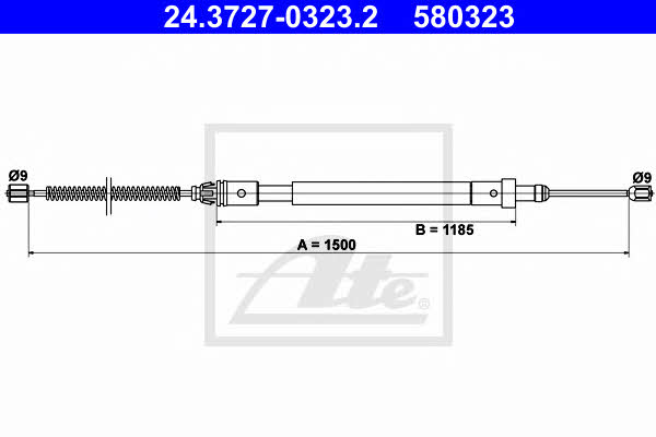 Ate 24.3727-0323.2 Parking brake cable, right 24372703232