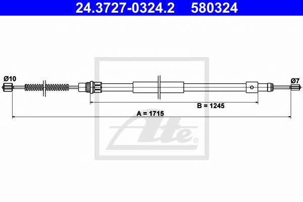 Ate 24.3727-0324.2 Cable Pull, parking brake 24372703242