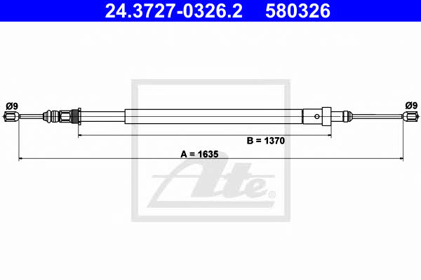 Ate 24.3727-0326.2 Cable Pull, parking brake 24372703262