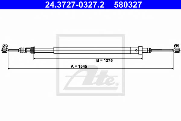 Ate 24.3727-0327.2 Parking brake cable, right 24372703272